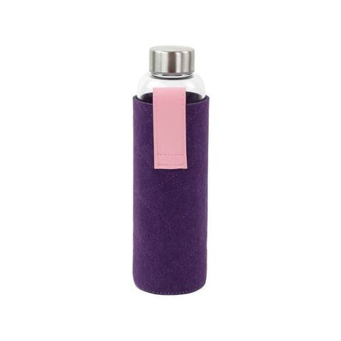 Bouteille en verre avec pochette en feutrine Violet - 550ml