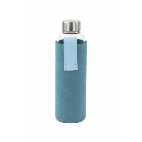 Bouteille en verre avec pochette en feutrine bleu- 550ml