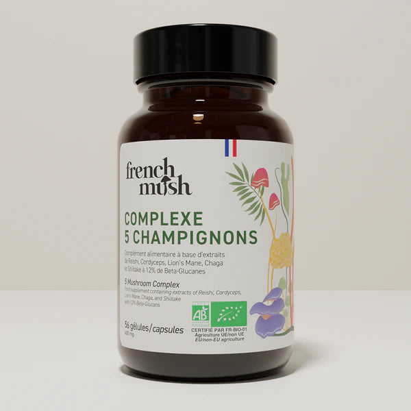 Complexe 5 Champignons - Immunité, Vitalité, Digestion, Microbiote