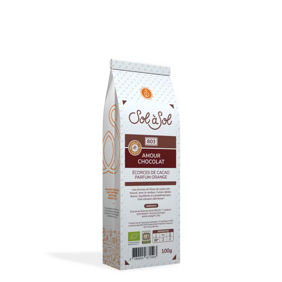 Ecorces cacao torréfié, orange et rooibos bio - 100 gr