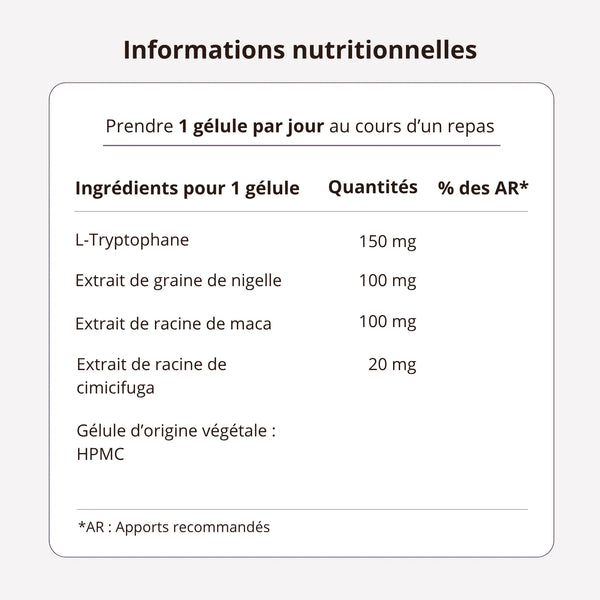 Ménopause - Thymoquinone 20mg - 60 gélules - Cure de 2 mois
