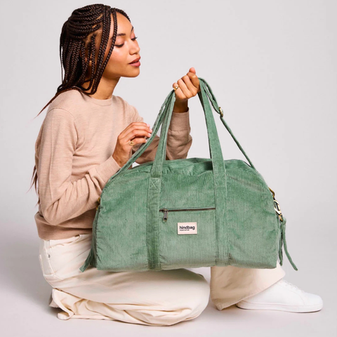 Sac à langer Basile - Velours Vert d'eau