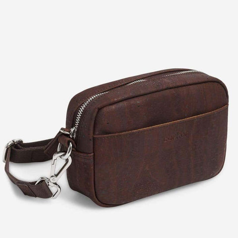 Pochette à bandoulière en cuir vegan - Marron