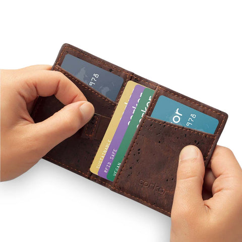 Porte-Cartes Minimaliste en cuir Vegan, marron
