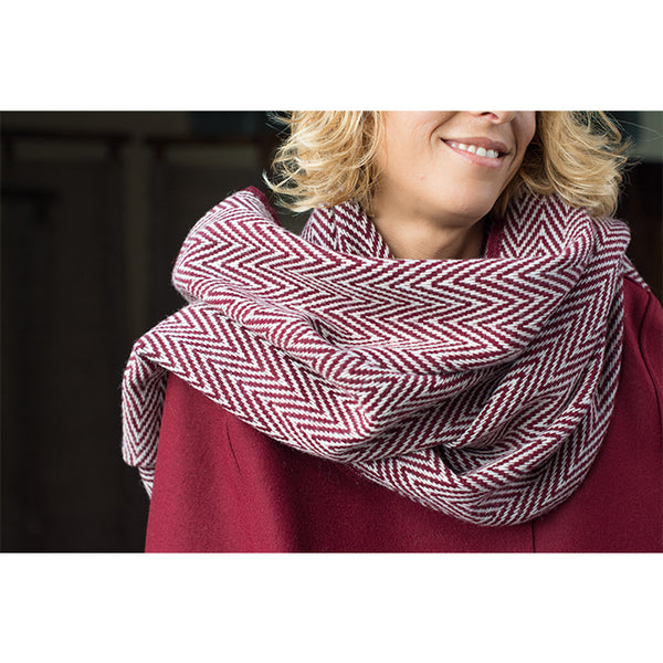 Écharpe UNISEXE Chevrons Bordeaux en laine de mouton
