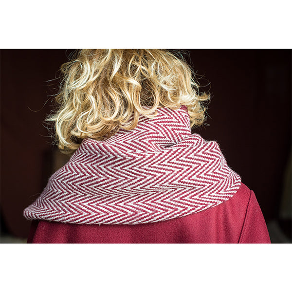 Écharpe UNISEXE Chevrons Bordeaux en laine de mouton